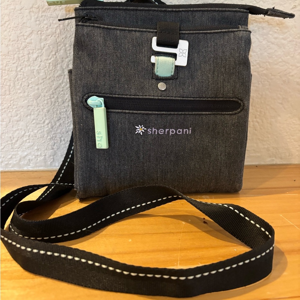 Sherpani Charcoal Gray Crossbody Bag with Black Strap